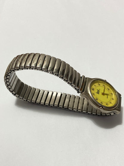 Relógio Antigo Dumont Quartz Pulseira Elastica Prata Dourado Prateado