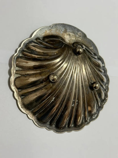 Porta Joias Objeto Antigo Em Forma De Concha C/ Coroa Prata