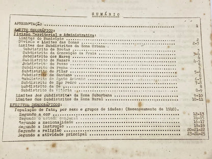Raro Folheto Prefeitura Salvador Situação Demográfica 1949