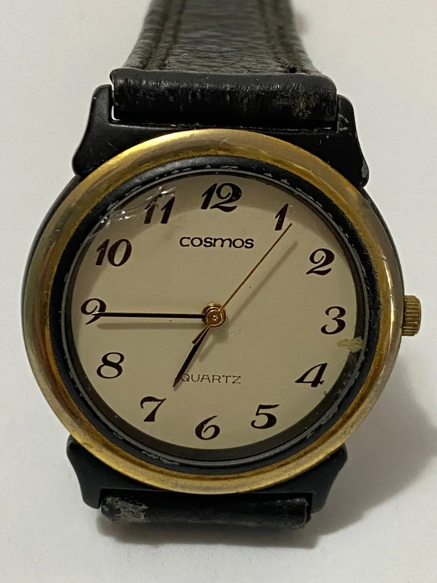 Relógio Antigo Cosmos Quartz Pzfm-629 Dourado
