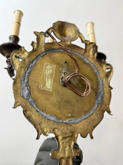 Arandelas Antigas Em Bronze 3 Braços Estilo Luís Xv Par