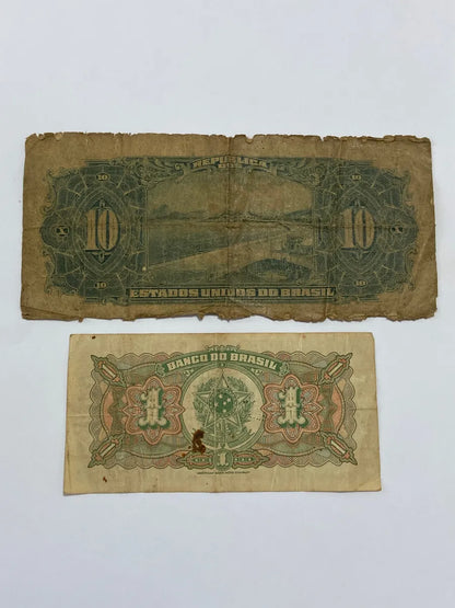 Cédulas Antigas Do Brasil - 10 Mil Réis E 1 Mil Réis