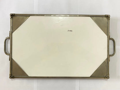 Antiga Bandeja Em Faiança Europeia Decorada À Mão Com Flores