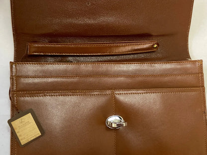 Carteira Clutch Antiga H. Laufer Couro Marrom Marrom