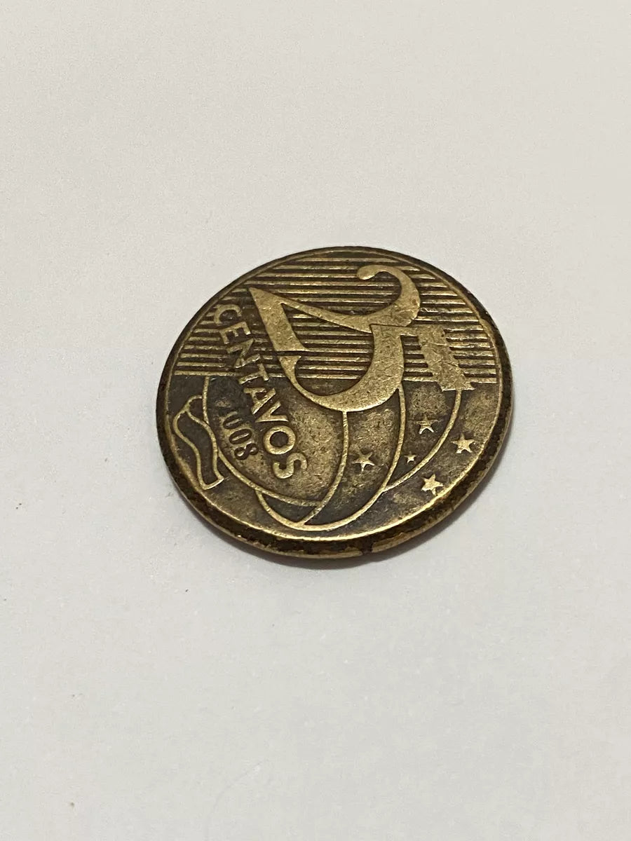Moeda Antiga 25 Centavos 2008 Com Variante