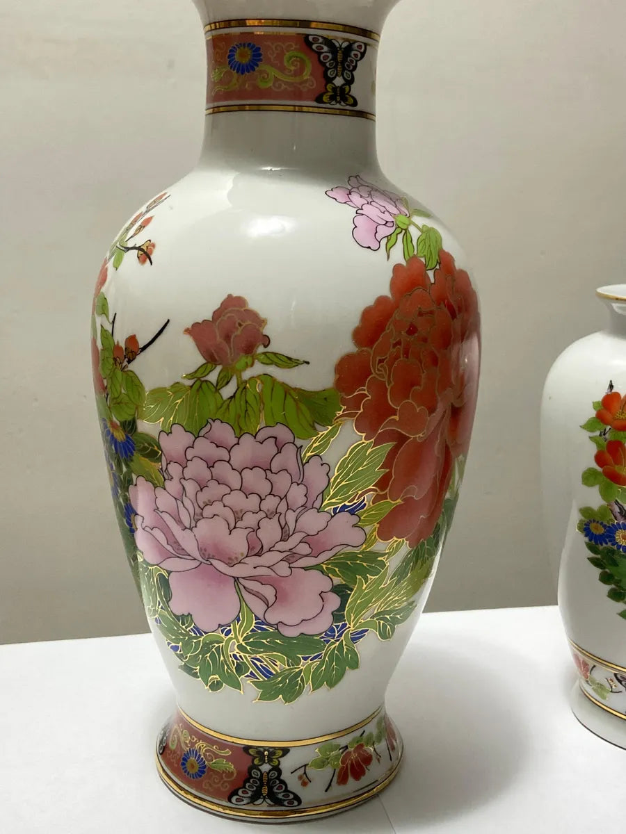 Conjunto 3 Vasos Orientais Porcelana Taiwan Antigos