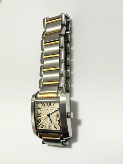 Relógio Antigo Cartier Tank Aço Dourado Quartzo