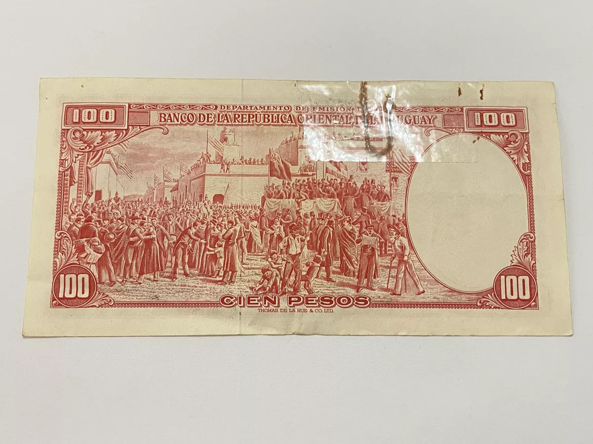 Cédula Antiga Uruguai 100 Pesos 1939