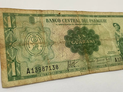 Cédula Antiga 1952 Paraguai Banco Central Un Guarani