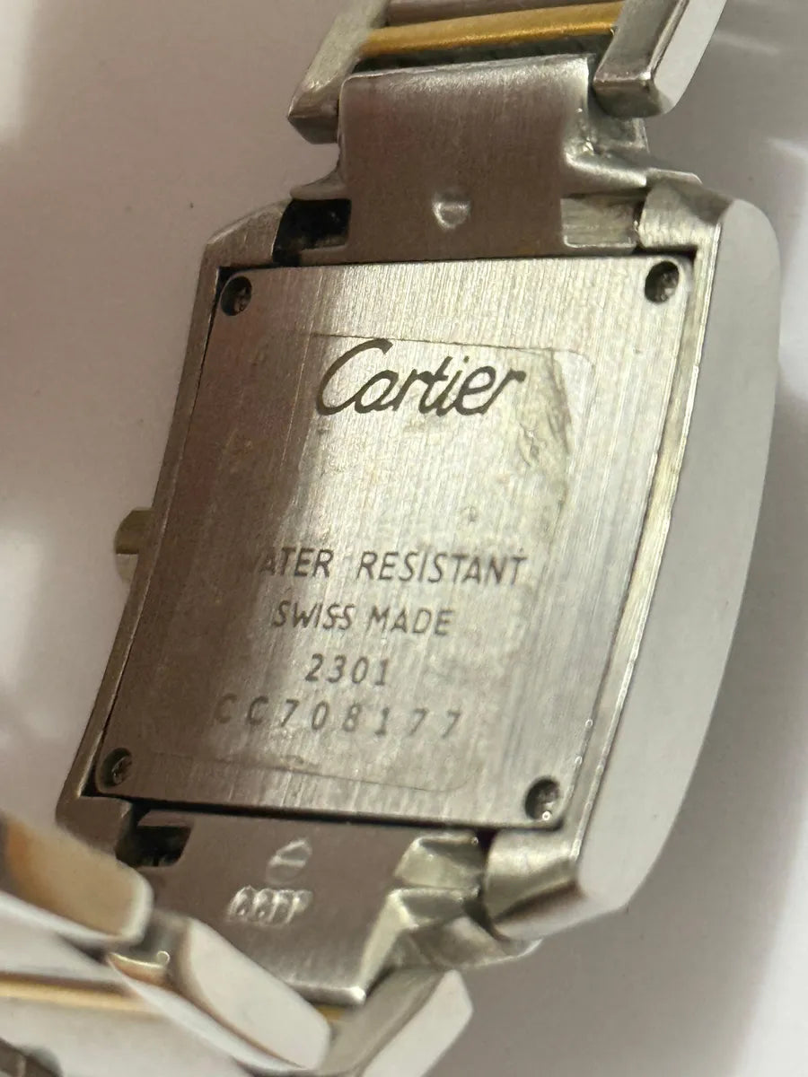 Relógio Antigo Cartier Tank Aço Dourado Quartzo