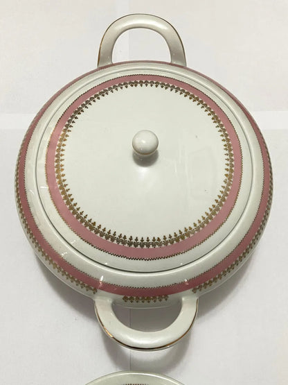 Conjunto Antigo Sopeira E Molheira Em Porcelana Steatita