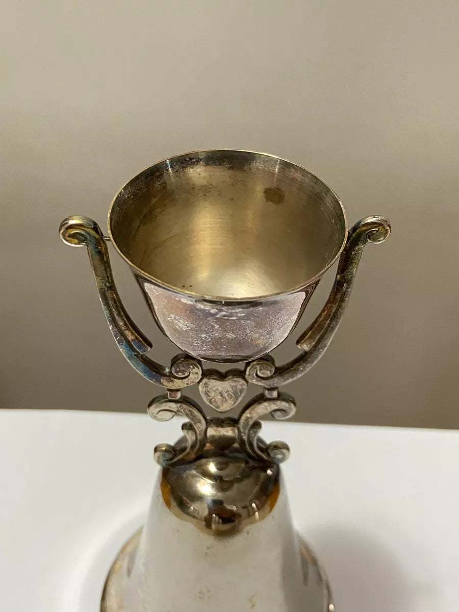 Antiga Raro Copo Cálice De Casamento Coração Cor Prata Prateado