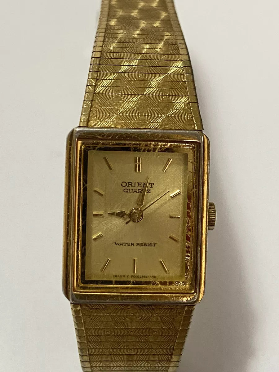 Relógio Antigo Orient Japan Quadrado Dourado