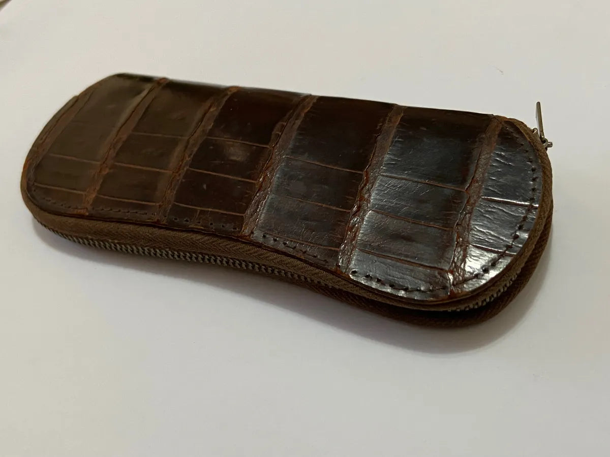 Estojo Antigo Couro Jacaré Raro Déc. 50