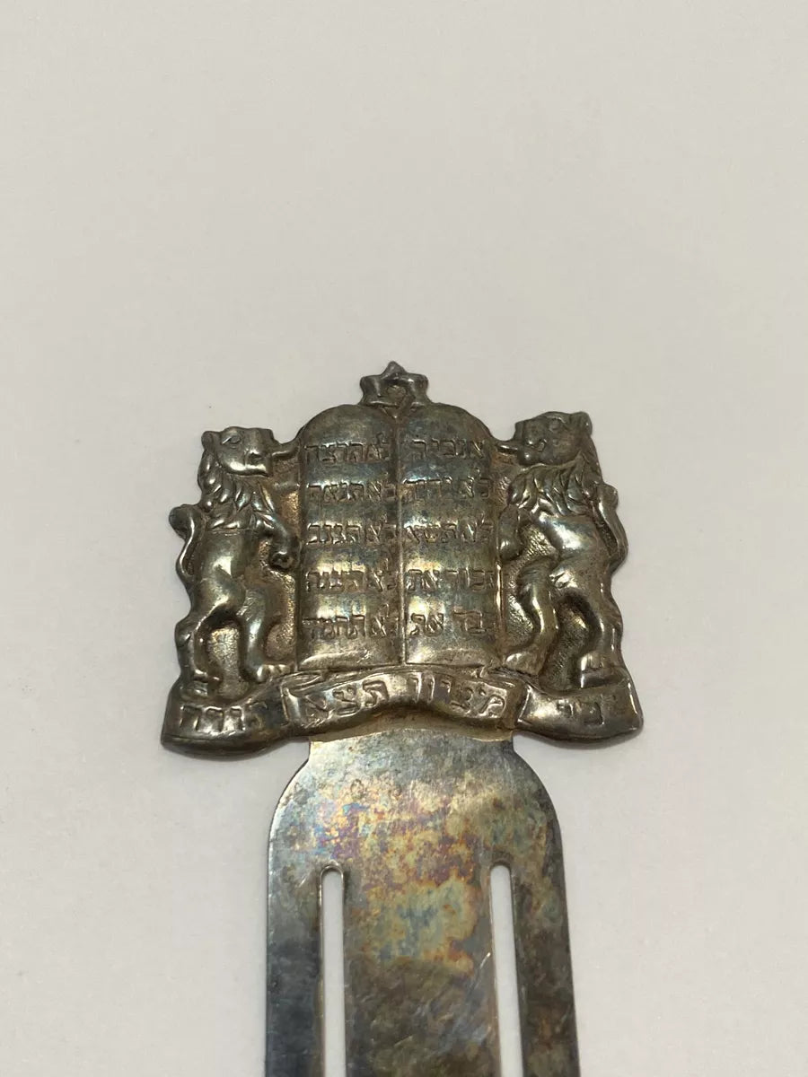 Abridor De Cartas Antigo Prata 925 Com Placa Judaica