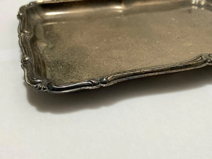 Antiga Bandeja Retangular Em Metal Prateado 25,5x19,5cm