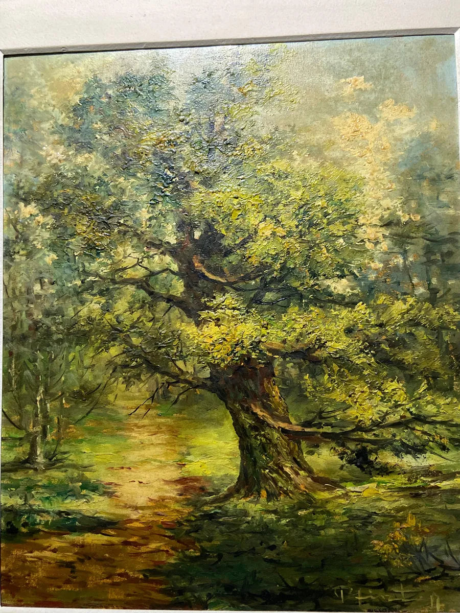 Quadro Antigo Paisagem Com Árvore Óleo S/ Tela Assinado