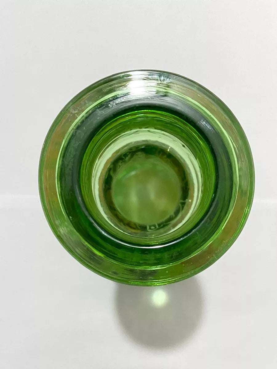 Vaso Antigo Narguilé Vidro Verde Detalhes Dourados Prateados