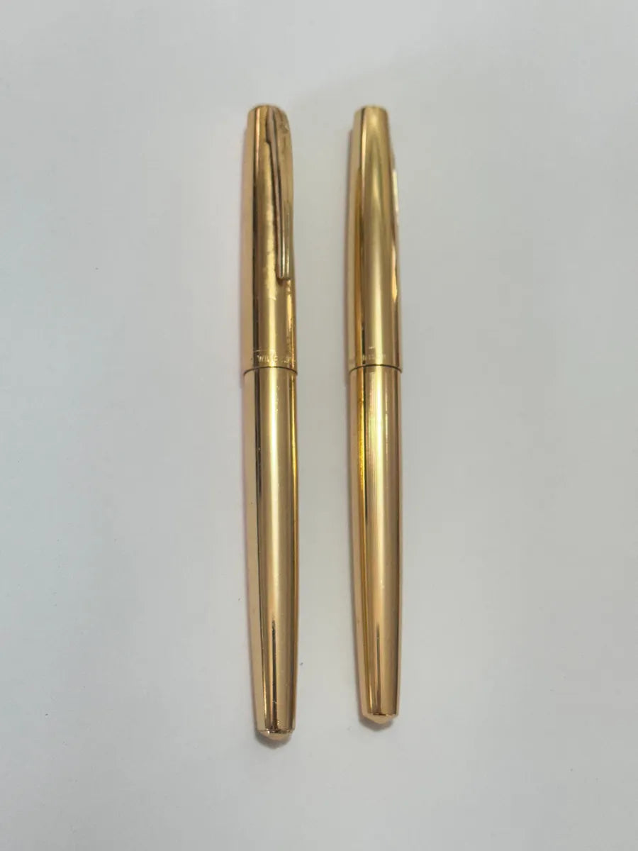 Kit Canetas Antigas Hero Wing Sung Douradas Com Estojo