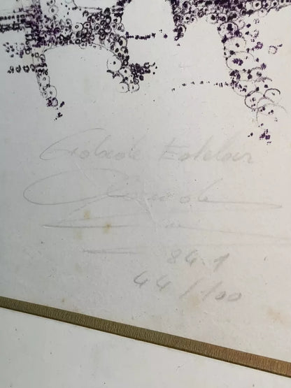 Quadro Gravura Abstrata Numerada Assinada Claude Loriou Única Marrom