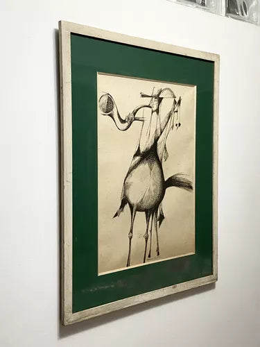 Quadro Antigo Aldemir Martins - Cangaceiro - Moldura E Vidro