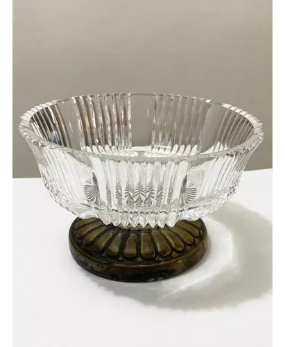 Bomboniere Centro De Mesa Antigo Vidro E Bronze