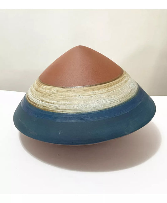 Escultura Cônica Em Cerâmica Com Acabamento Artesanal Antiga