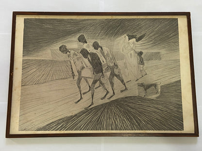 Quadro Gravura Antiga Desenho De Candido Portinari Assinada