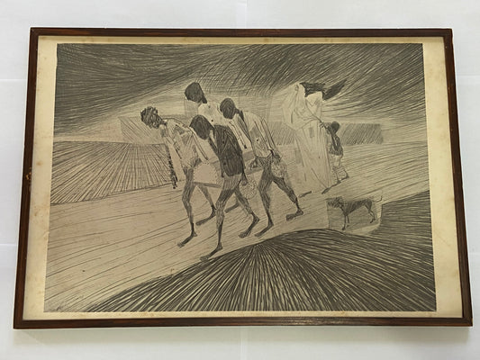 Quadro Gravura Antiga Desenho De Candido Portinari Assinada