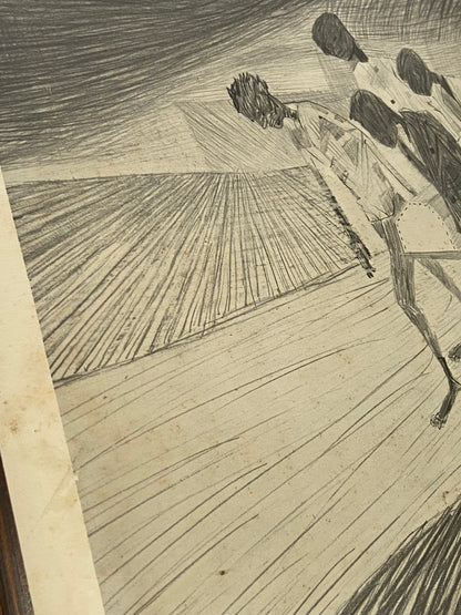 Quadro Gravura Antiga Desenho De Candido Portinari Assinada