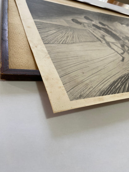 Quadro Gravura Antiga Desenho De Candido Portinari Assinada