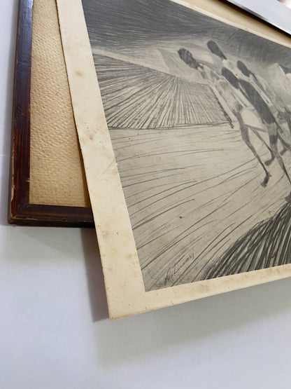 Quadro Gravura Antiga Desenho De Candido Portinari Assinada