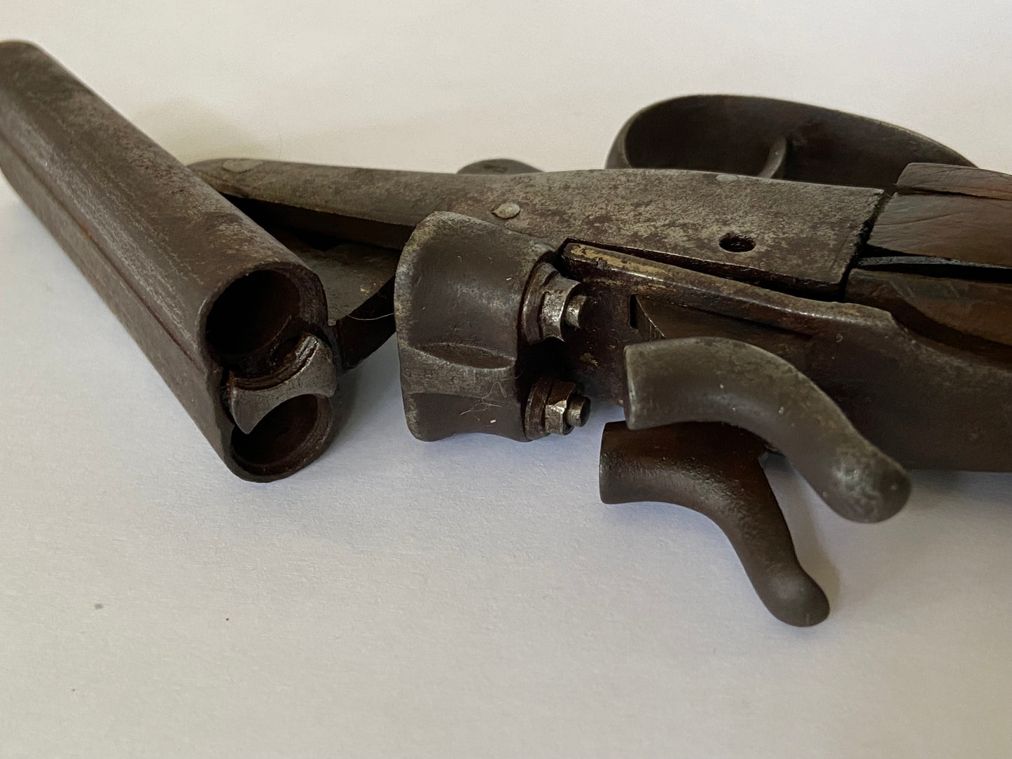 Antiga Garrucha Obsoleta Decorativa Cano Duplo Peça Coleção