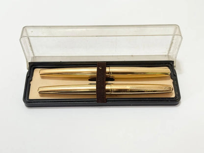 Kit Canetas Antigas Hero Wing Sung Douradas Com Estojo