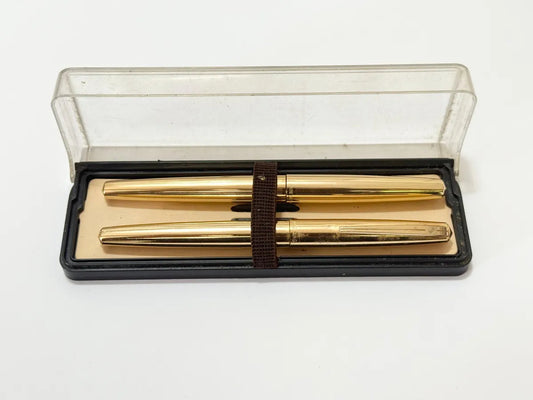 Kit Canetas Antigas Hero Wing Sung Douradas Com Estojo