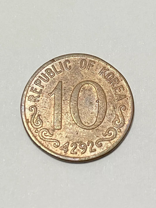 Moeda Antiga 1959 Coreia Do Sul 10 Hwan Bronze