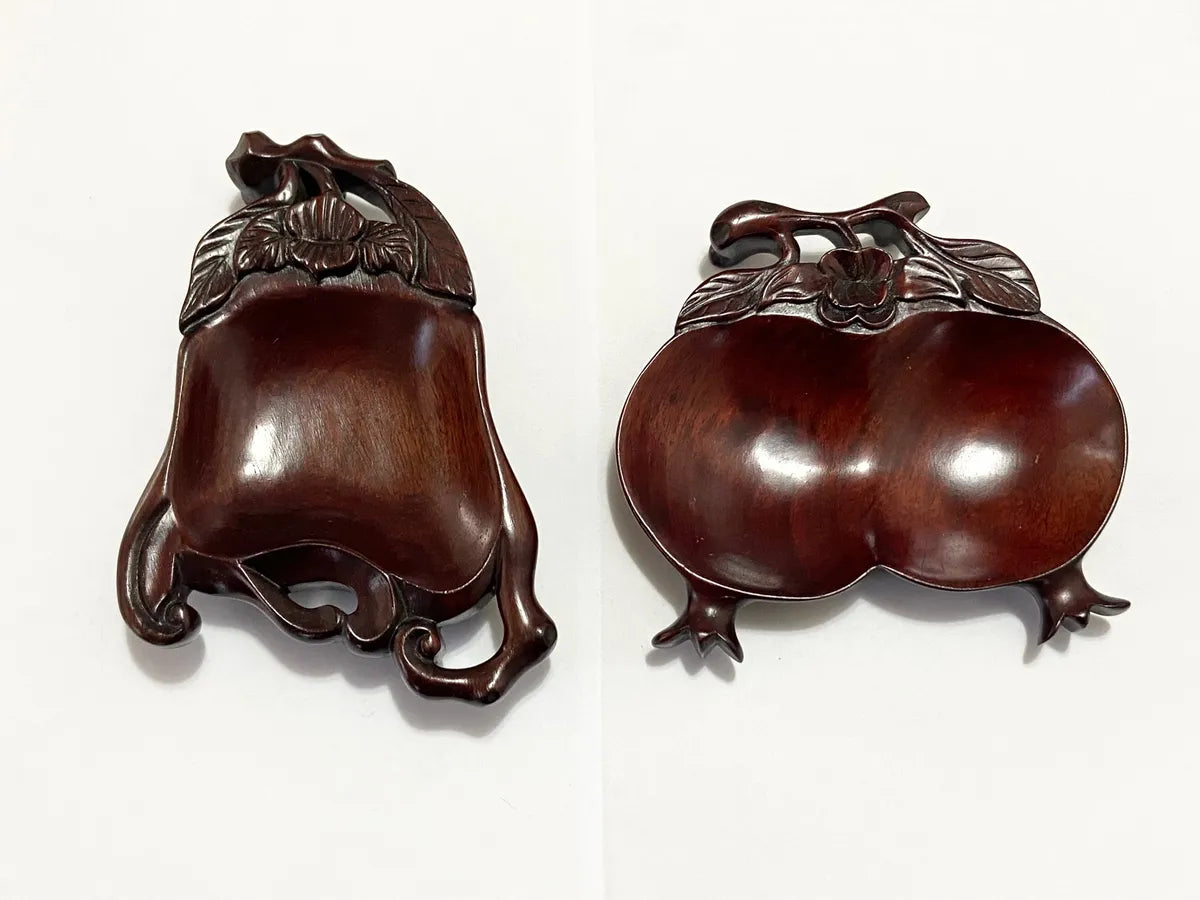 Par De Tigelas Chinesas Antigas Em Madeira Nobre Esculpida