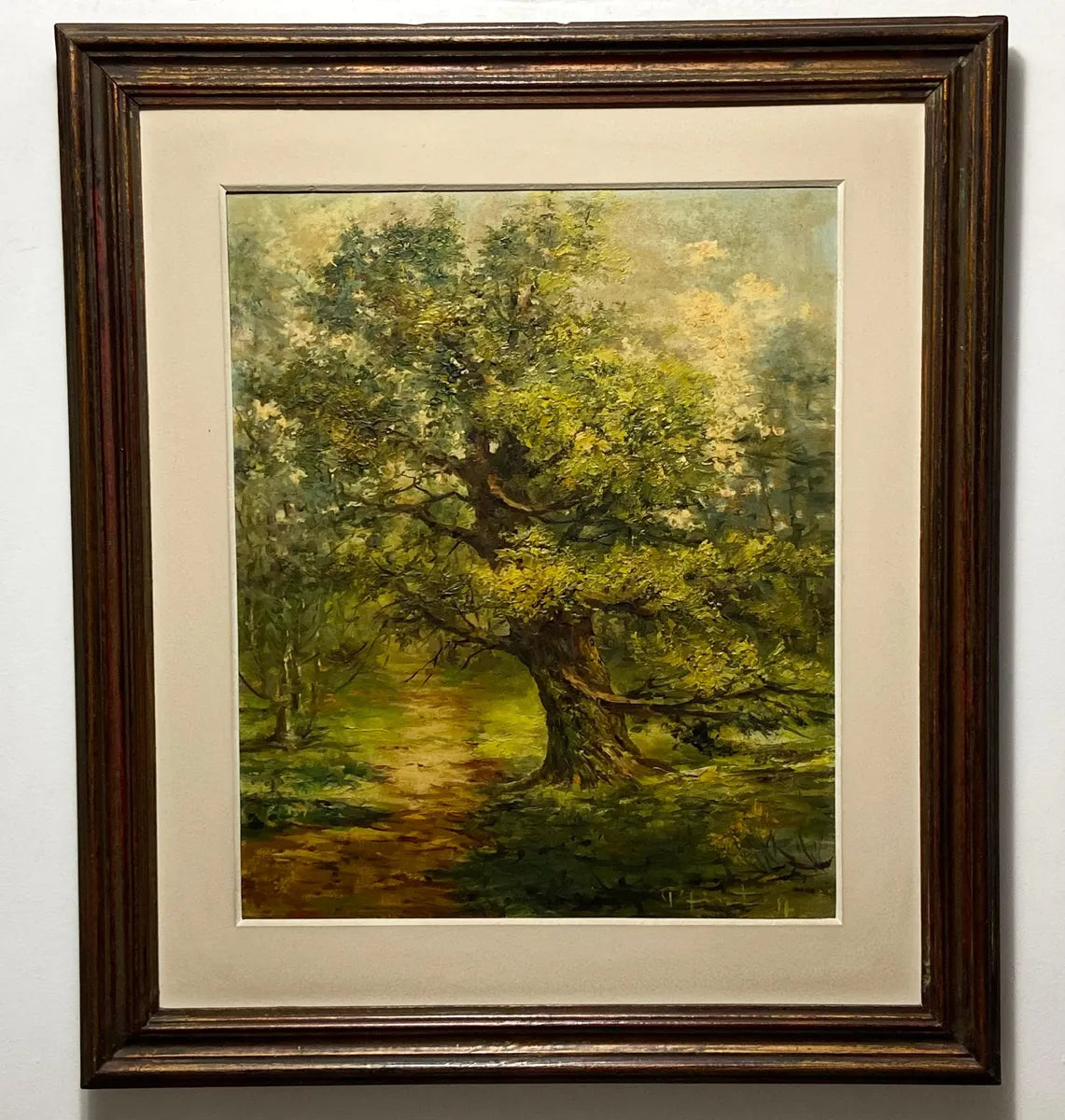 Quadro Antigo Paisagem Com Árvore Óleo S/ Tela Assinado