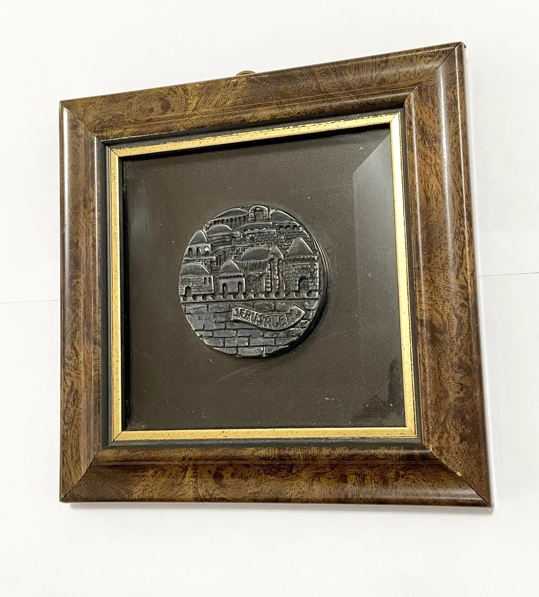 Quadro Jerusalém Em Prata 925 - Zadok Arts Israel Prateado Marrom