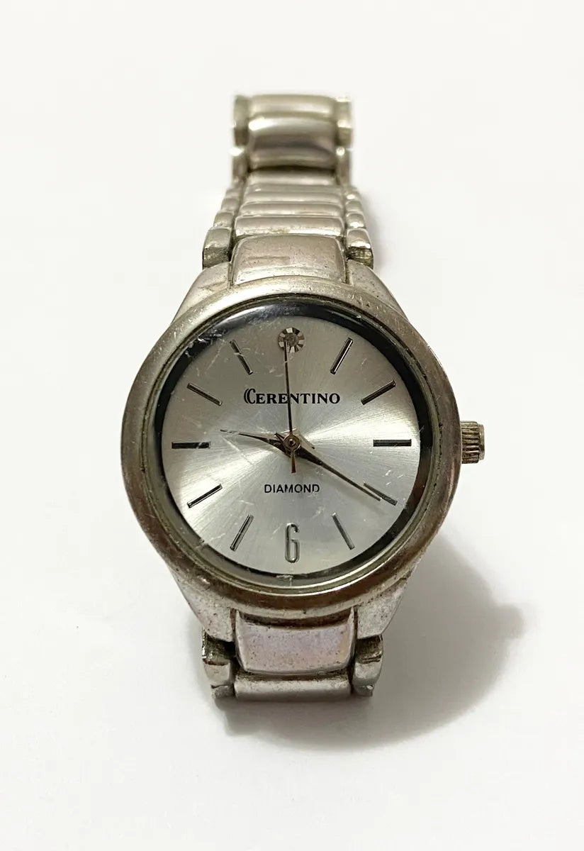 Relógio Antigo Cerentino Diamond Mj9012 Japan Movt Prateado