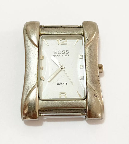 Relógio Antigo Hugo Boss Quartz Swiss Retangular Prata Prateado