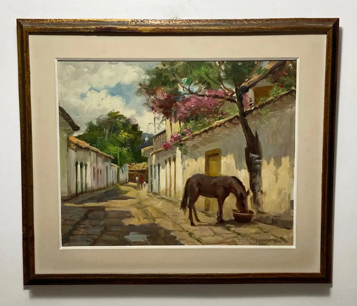 S. Rodrigues Jr - Quadro Antigo Ost Paraty Cavalo Na Rua