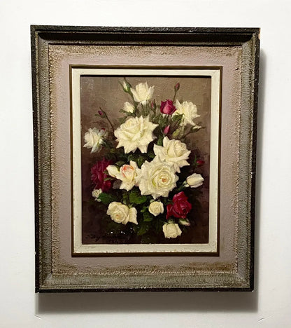 Shokichi Takaki 1984 - Quadro Antigo Óleo S/ Tela Flores