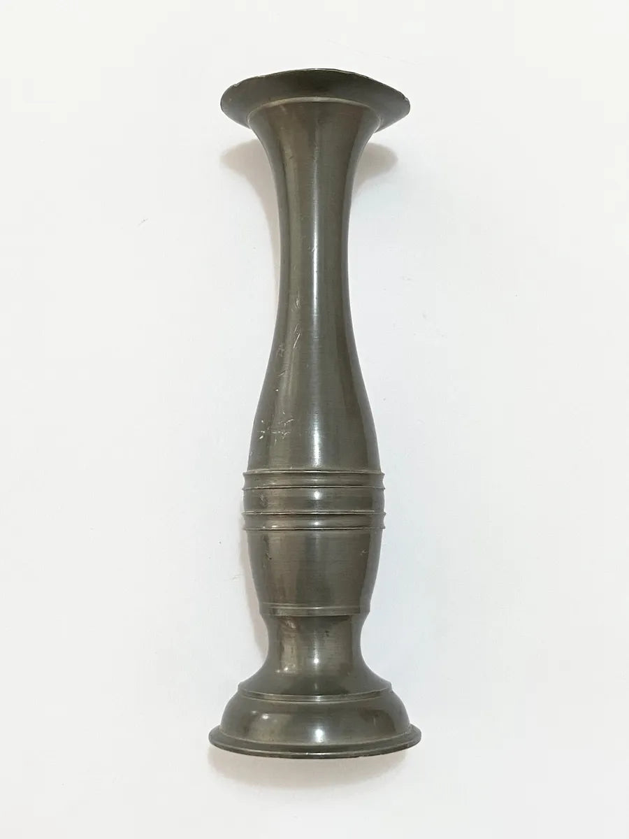 Vaso Solitário Antigo Em Estanho Prateado