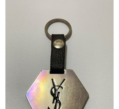 Chaveiro Ysl Yves Saint Laurent Original Couro E Metal