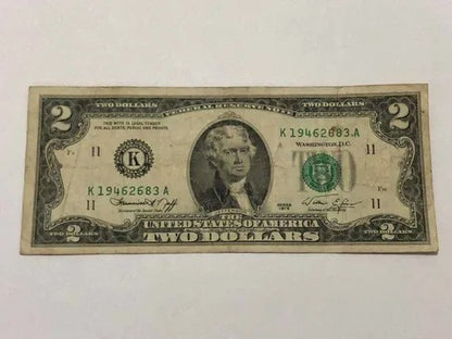 Cédula Antiga Two Dollars 1975 K