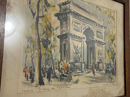 Quadro Antigo Paris Arco Do Triunfo Assinado Marius Girard
