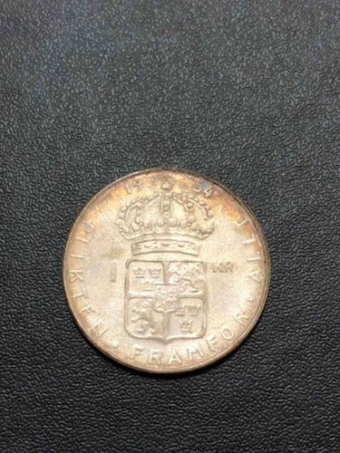 Antiga Moeda De Prata 1954 Suécia 1 Krona