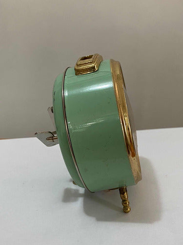 Relógio Despertador Antigo Kienzle Rubi Dourado E Verde