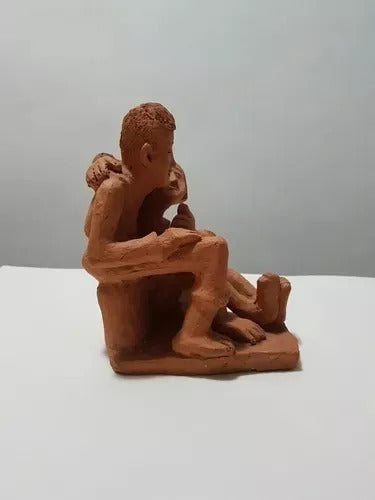 Escultura Antiga Casal Asiático Em Cerâmica - Abraço